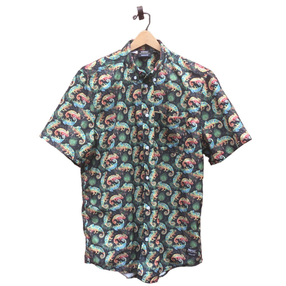 WeSC Unisex Shirt Short Sleeve Oden Chameleons 4 Men’s M Medium Women’s L Large